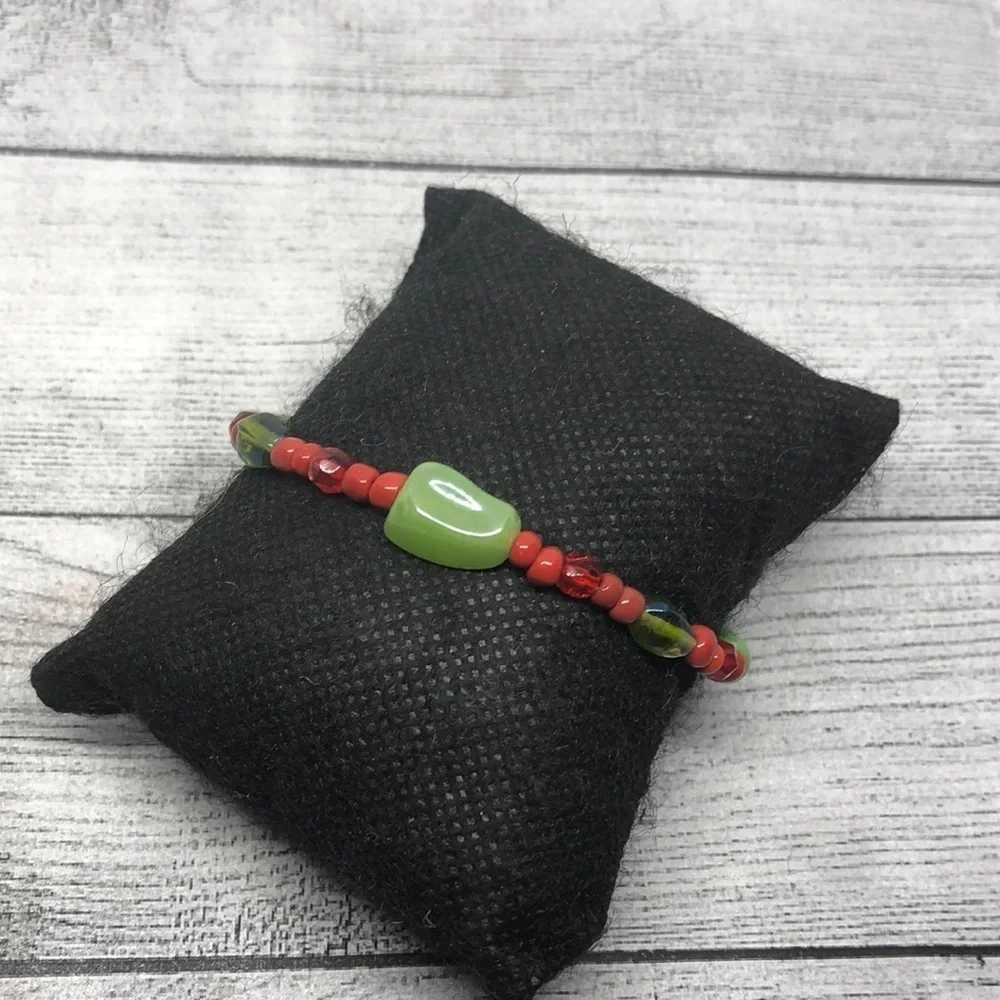 ARTISAN handcrafted handmade 925 sterling silver beaded bracelet boho layering.